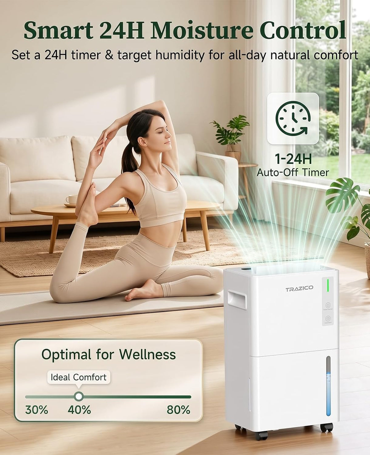 1600 sq ft 21 Pint Dehumidifier for Basement with Drain Hose