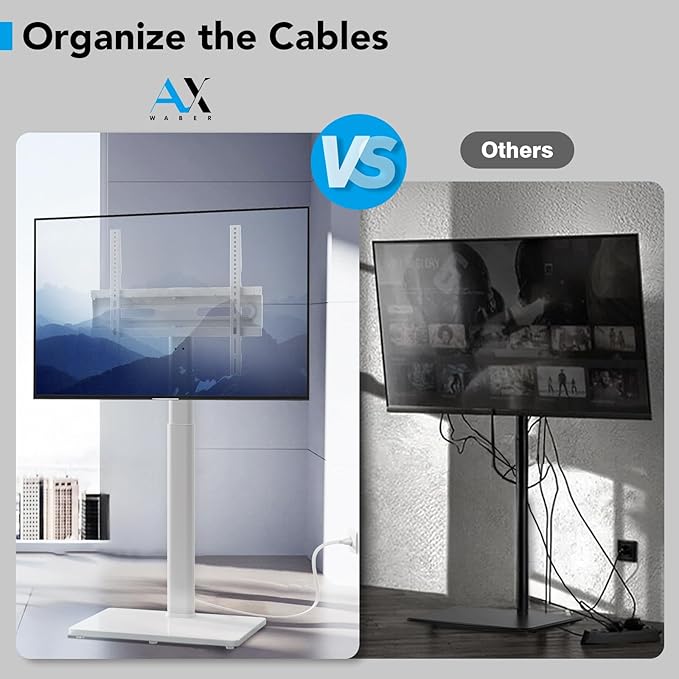 AX WABER Floor TV Stand with Power Outlet, Universal TV Stand Mount