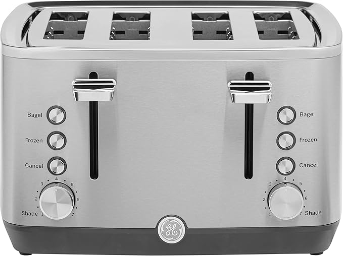GE Stainless Steel 4 Slice Toaster | Extra Wide Slots