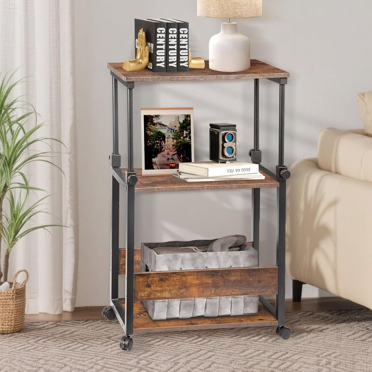 Height Adjustable Computer Tower Stand, Top Adjustable 24"Wx12"Dx23...
