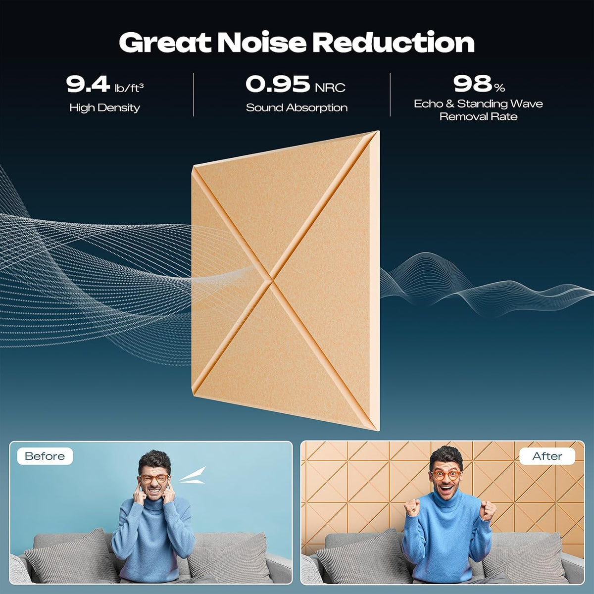 Sonicism 12 Pack X-Lined Acoustic Panels