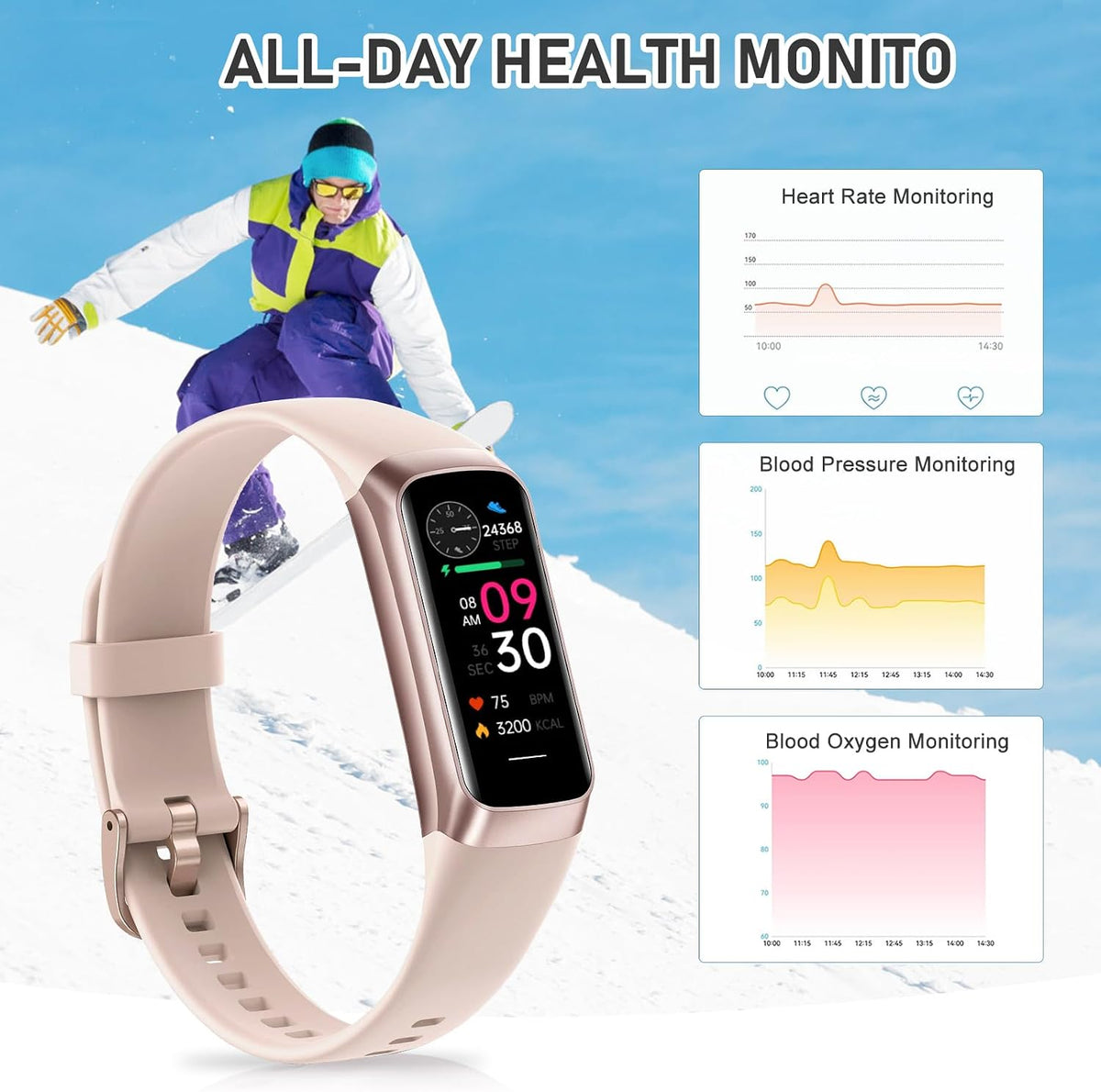 Fitness Tracker with 24/7Heart Rate, Blood Pressure, Sleep Tracking, Step