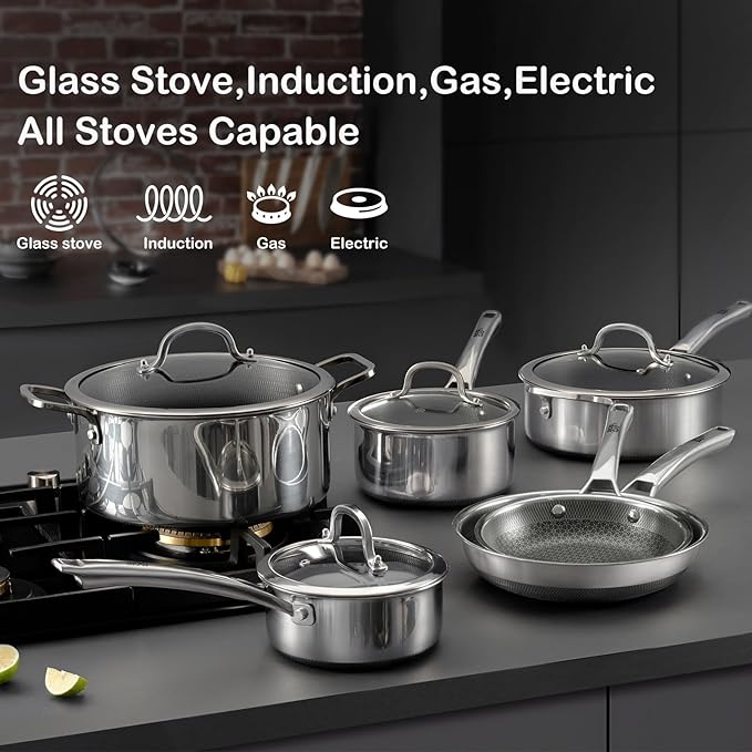 Sauce pan with lid, 1.5 Quart & 2.5 Quart Hybrid Nonstick Sauce pans set