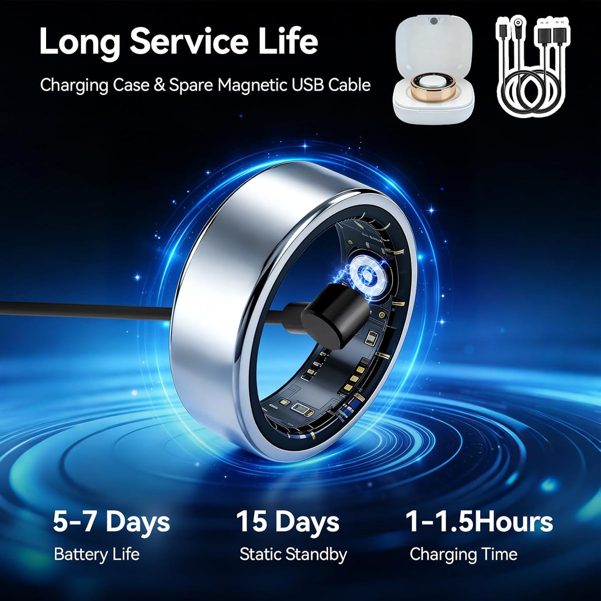 Smart Ring Fitness Tracker, Heart Rate Monitor, Sleep Tracker for Women Men