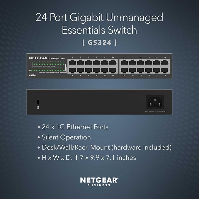 NETGEAR 24-Port Gigabit Ethernet Unmanaged Essentials Switch