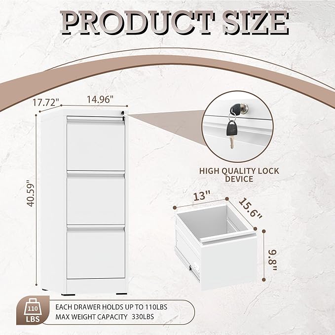3 Drawer Vertical File Cabinet