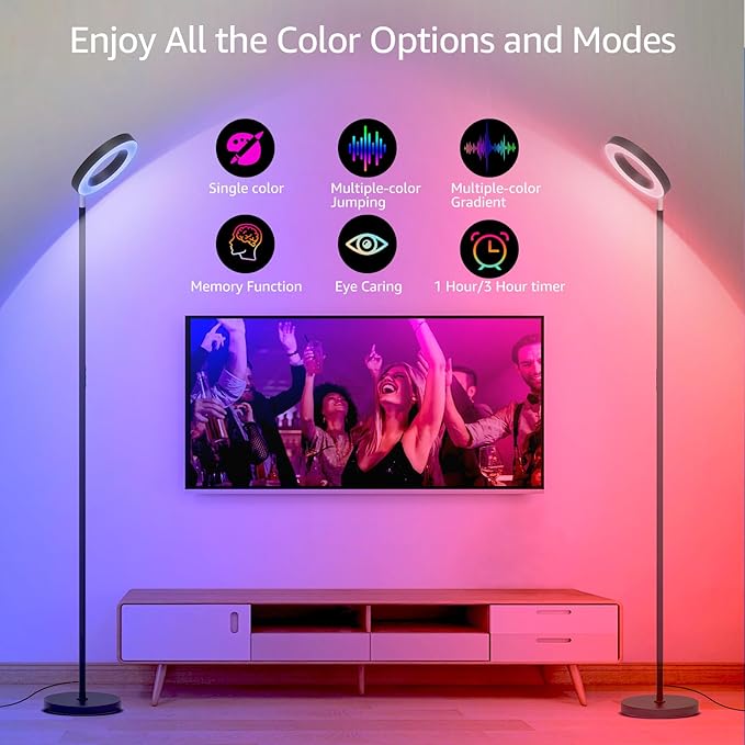 42W Dual-Sided Floor Lamp, RGB Color Changing LED Standing Lamp