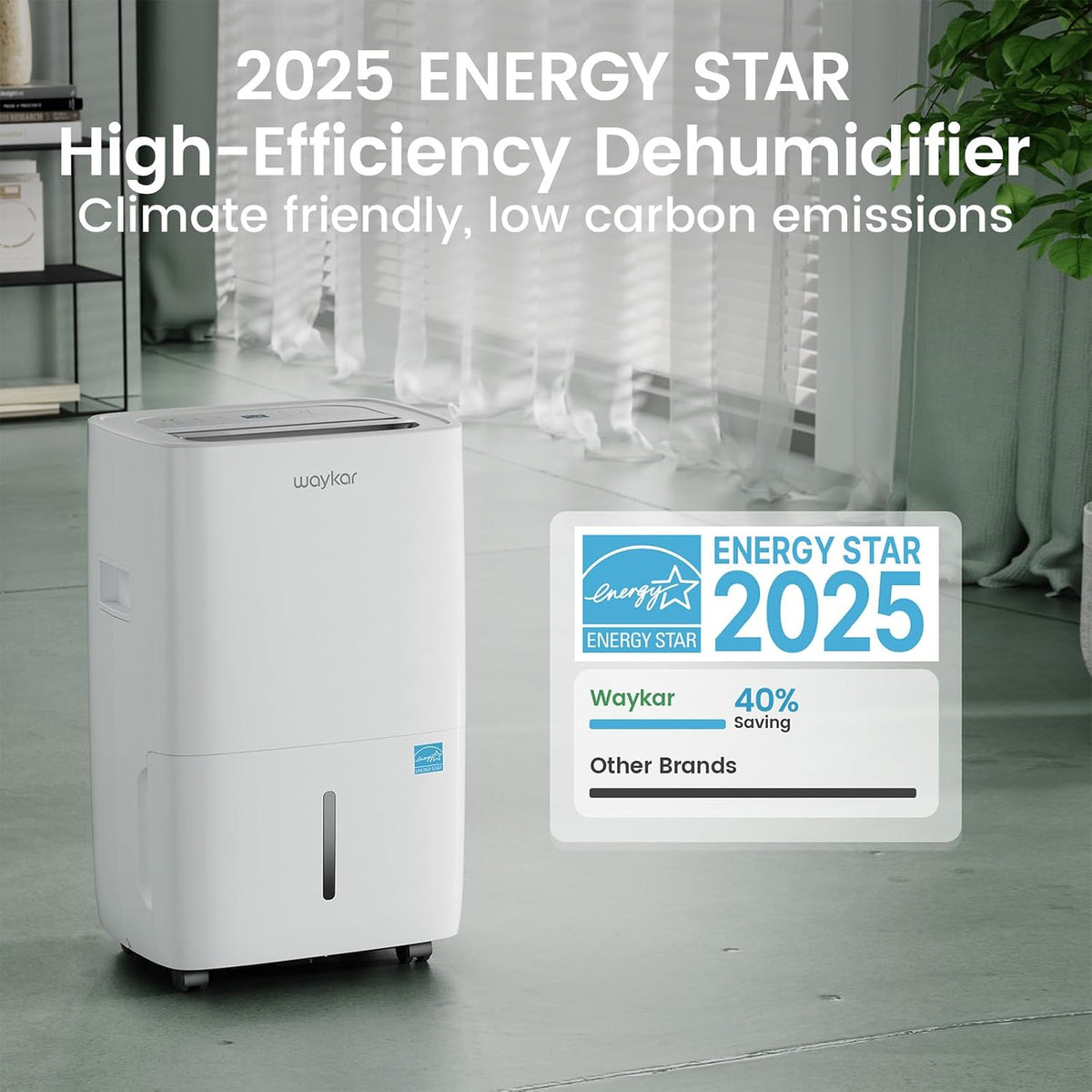 Waykar 120 Pints 6000 Sq. Ft 2025 Energy Star Dehumidifier for Basement