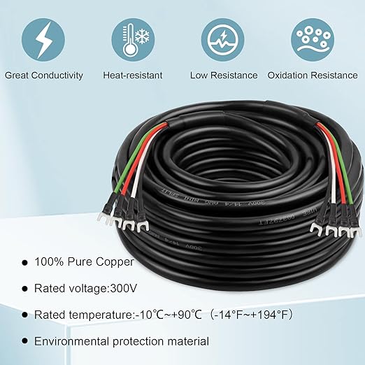 MOOKEERF 14/4 AWG Mini-Split Cable - 50FT 14 AWG 4 Conductor Control Cable 300V