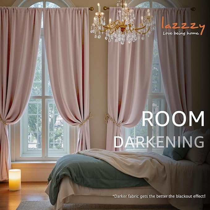 Lazzzy Velvet Blackout Curtains Thermal Insulated Room Window Drapes Super Soft
