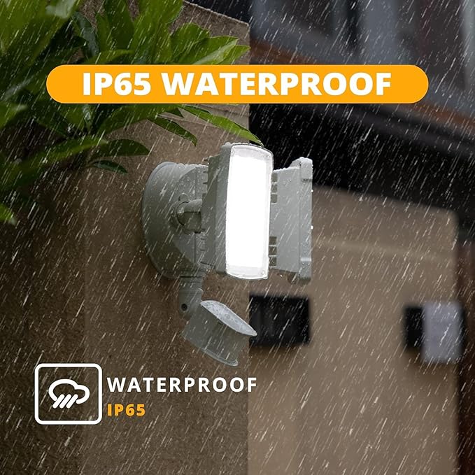 UME 2 Pack 19W LED Flood Light Motion Sensor Outdoor, 2 Adjustable Head