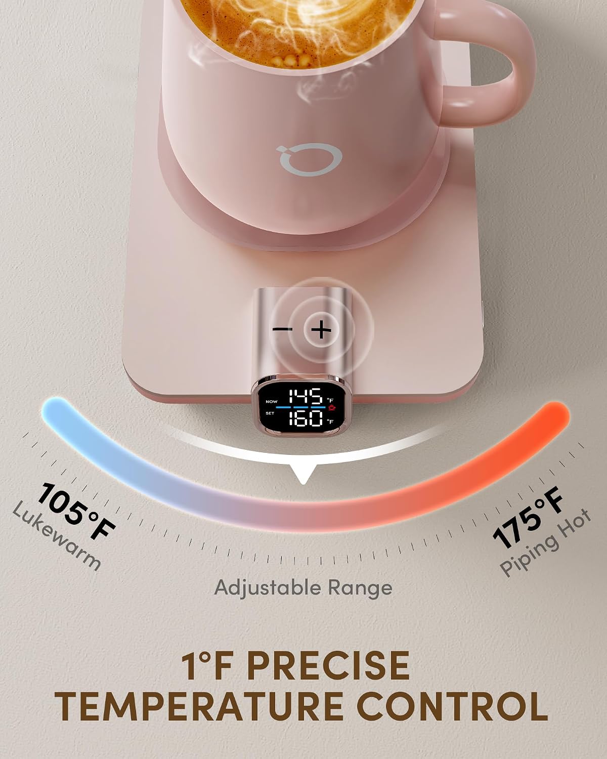 Coffee Cup Warmer & IKAGO Mug Set, 1℉ Precise Temp Control Mug Warmer