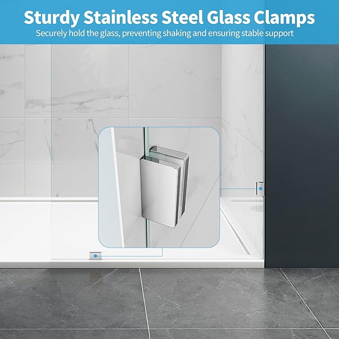 Shower Glass Panel, 30.5" W x 78.75" H Fixed Shower Screen Panel
