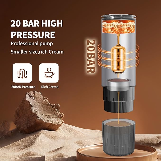 Leozora Portable Espresso Maker, 20Bar Professional Pressure, Stainless Steel