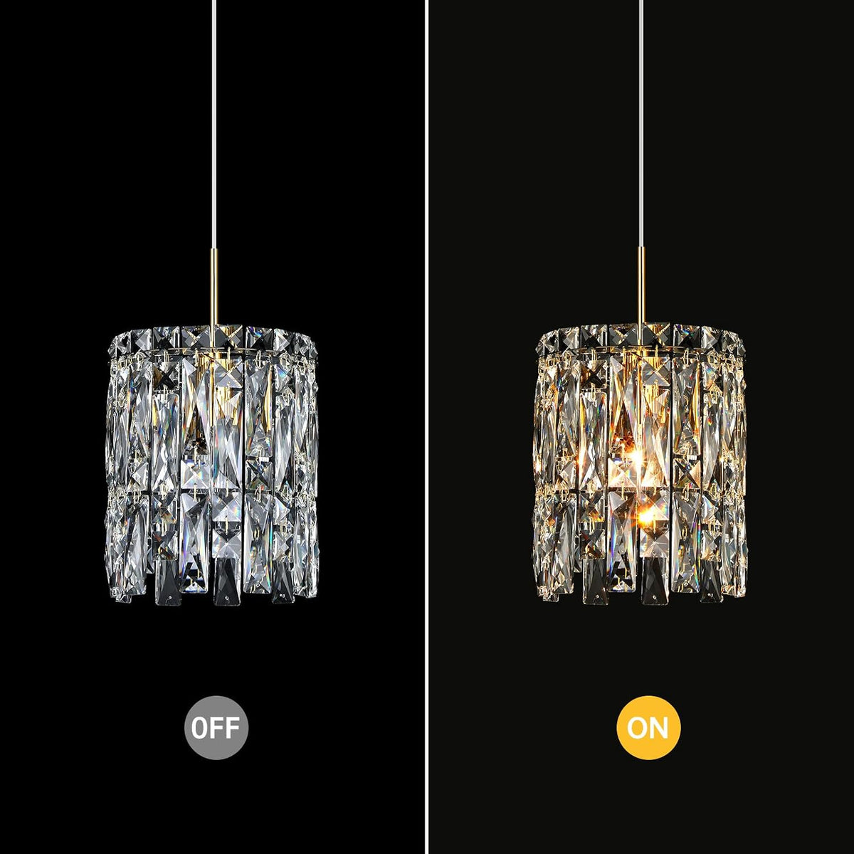 Modern K9 Gold Crystal Pendant Lights Kitchen Island Set of 3