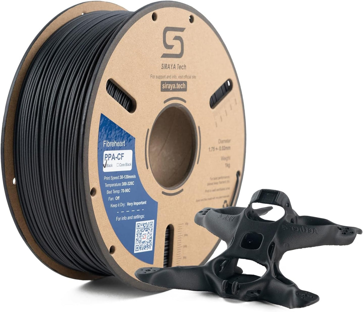 Siraya Tech Fibreheart PPA-CF 3D Printer Filament, High-Strength, Black 1kg
