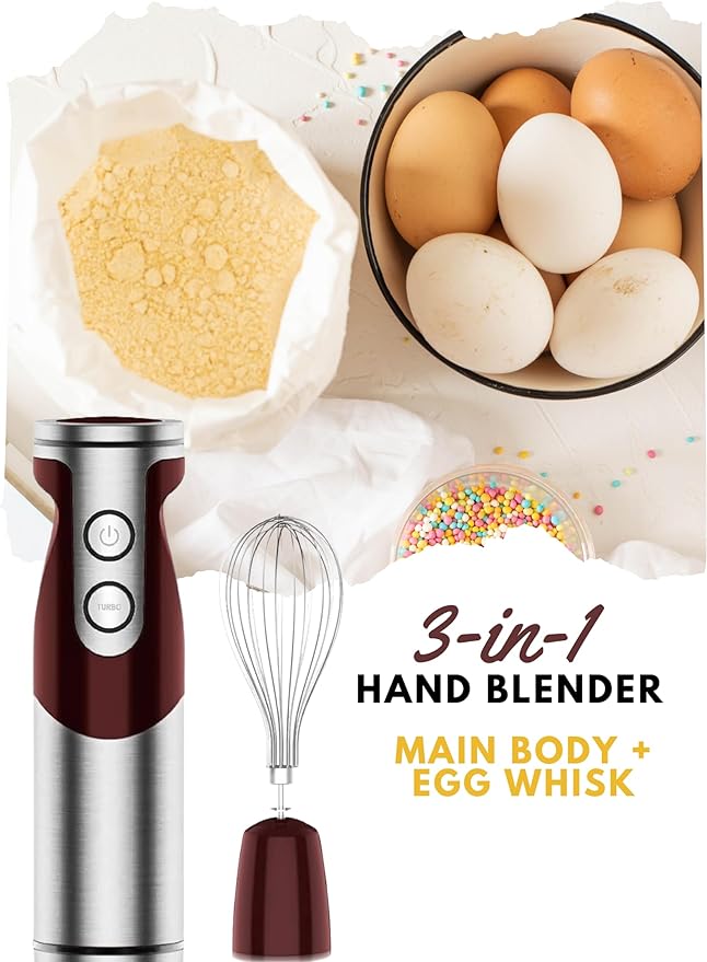 Megawise 3-in-1 Hand Blender – 12-Speed, Includes Powerful Blender Stick