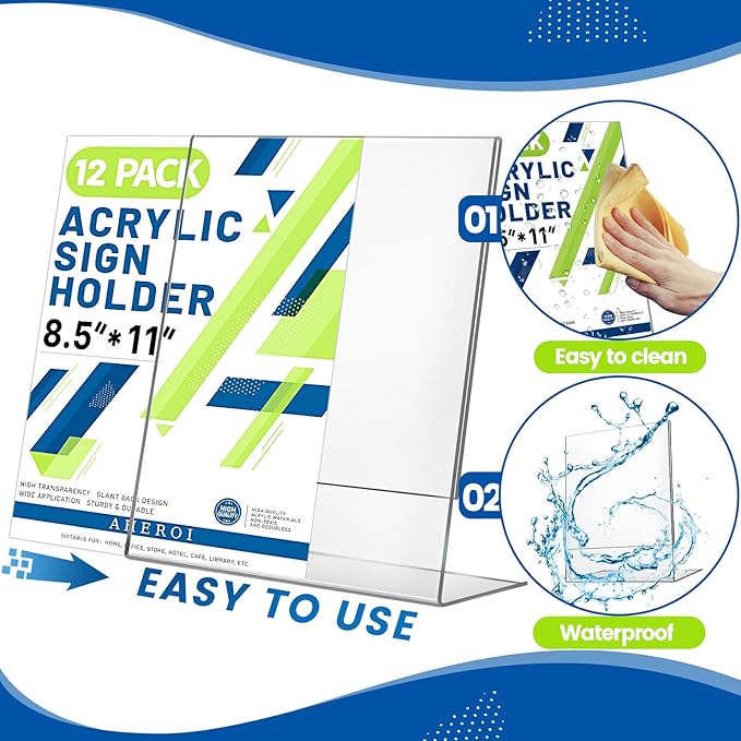 Aheroi 12 PCS Acrylic Sign Display Stands