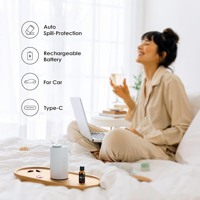 Airversa Waterless Diffuser for Essential Oil, Car Diffsuer, Battery Operated...