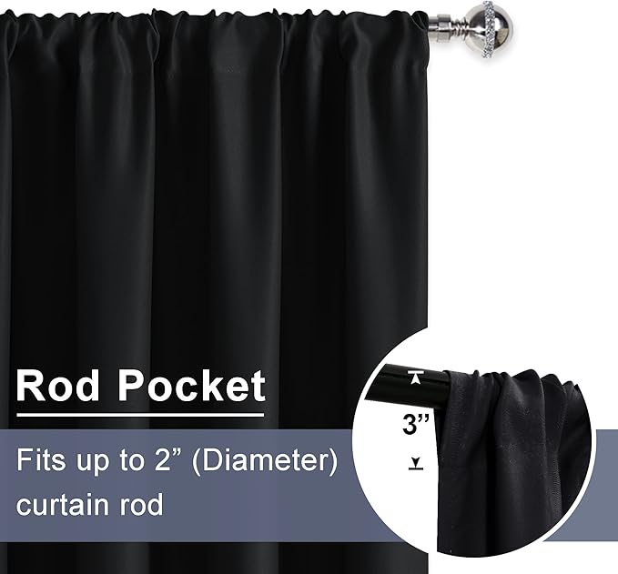 JIUZHEN Blackout Curtains for Bedroom (Set of 2)