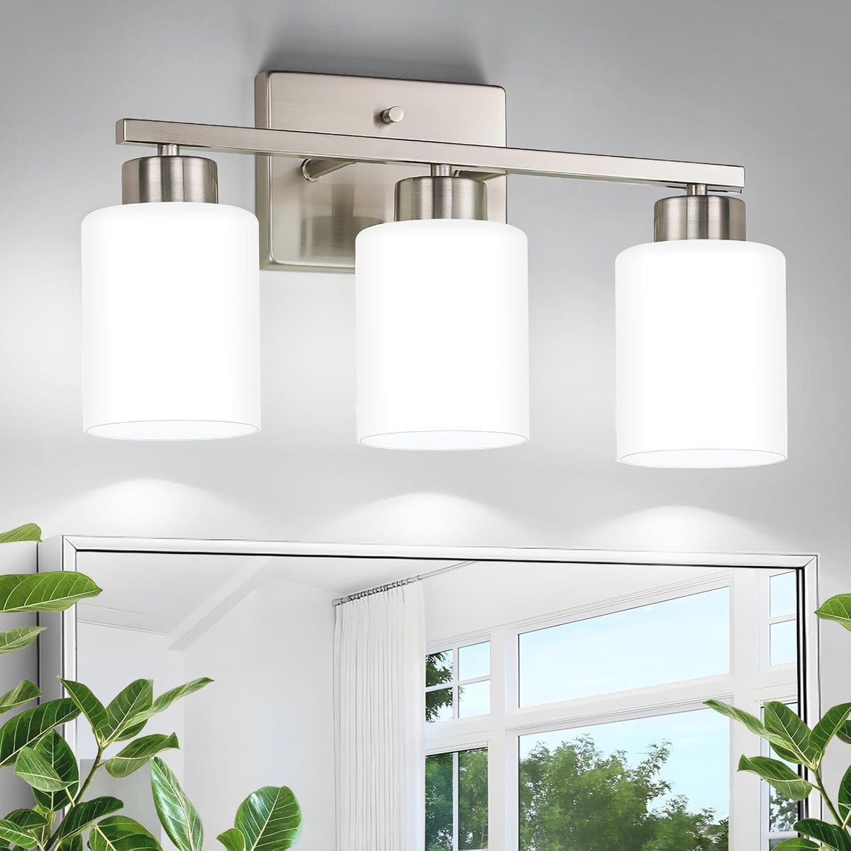 Brushed Nickel Bathroom Light Fixtures Vanity lighting over mirror