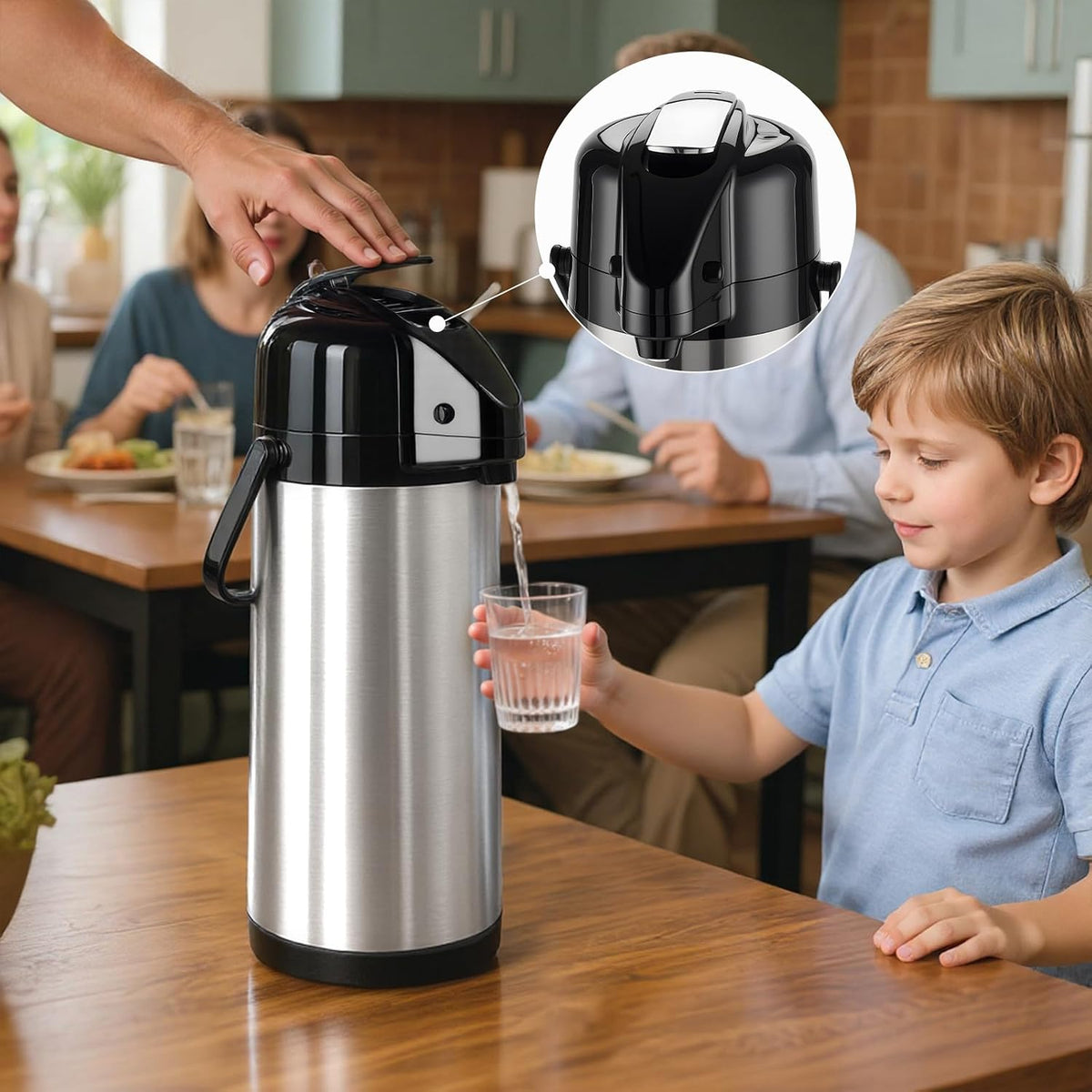 PARACITY Coffee Carafe With Pump, Stainless Steel Airpot Drink Dispenser