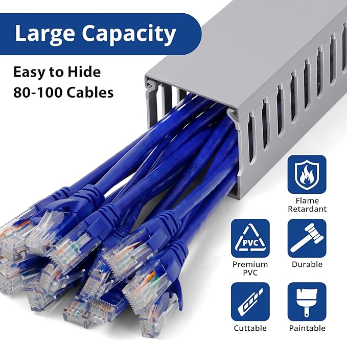 ZhiYo 3x3in Cable Raceway, 6.6FT Large Wire Tray, Cord Hider