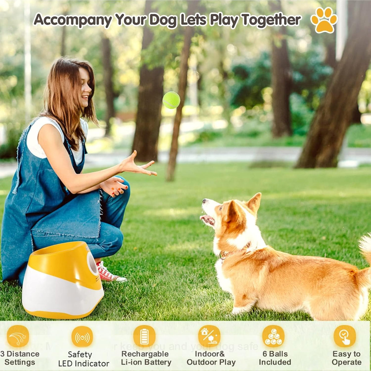 SOCO Automatic Ball Launcher for Dogs, 15 2-Inch Balls, Orange