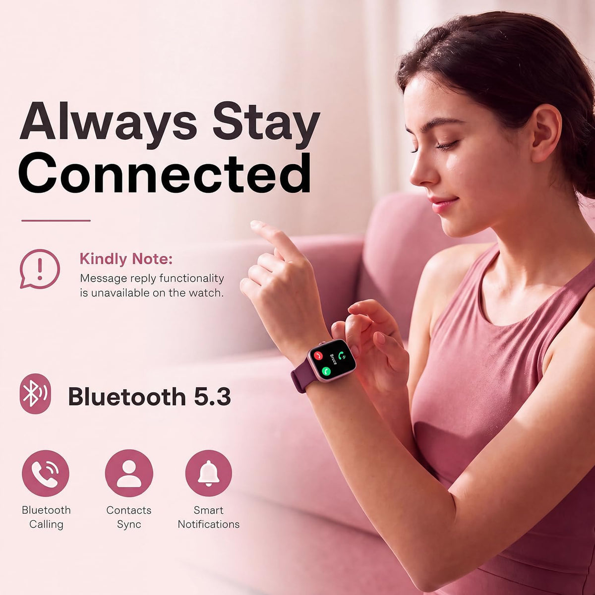 Smart Watch for Women, Bluetooth Answer/Make Calls, 1.83"HD Screen, 2 Bands