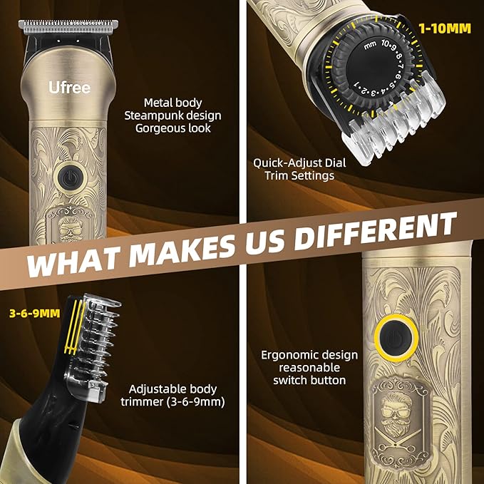 Ufree Beard Trimmer for Men, Electric Razor Shaver, Cordless Hair Clipper
