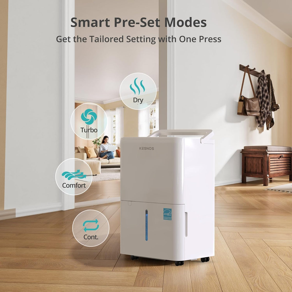 Kesnos 2,500 Sq. Ft. Energy Star Dehumidifier for Basement with Drain Hose
