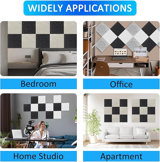 BXI Thickened Sound Absorbing Panels (12 Pack)