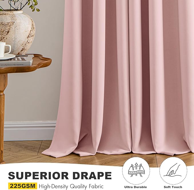 MIULEE Baby Pink Blackout Curtains