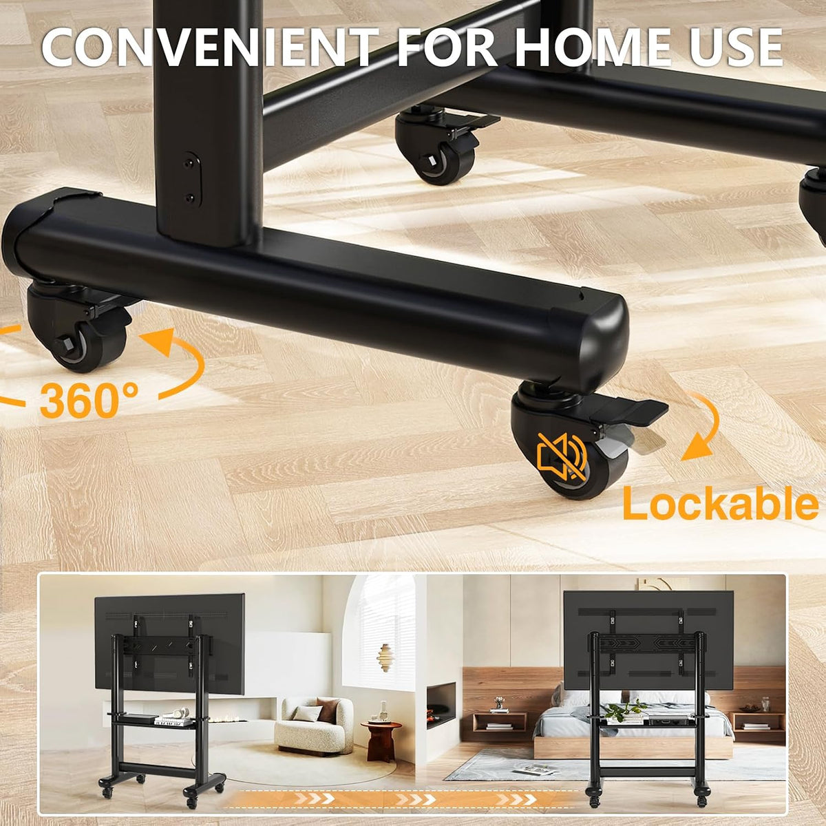Mobile TV Cart Rolling TV Stand with Wheels for 55-120" TVs up to 250 lbs