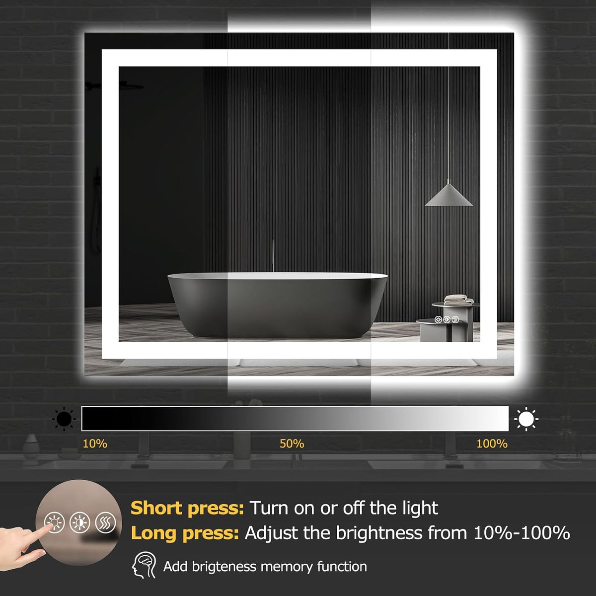 Hivone 40"X32" LED Bathroom Mirror with Lights, Anti-Fog, Dimmable,...