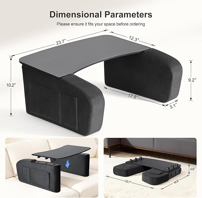 Lap Desk for Adults with Arm Rests, Ergonomic Laptop Pillow Stand for Bed