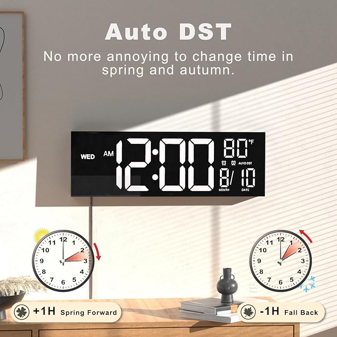 JALL 16" Large Digital Wall Mount Clock, Count Down Timer, Big LED, Temp...