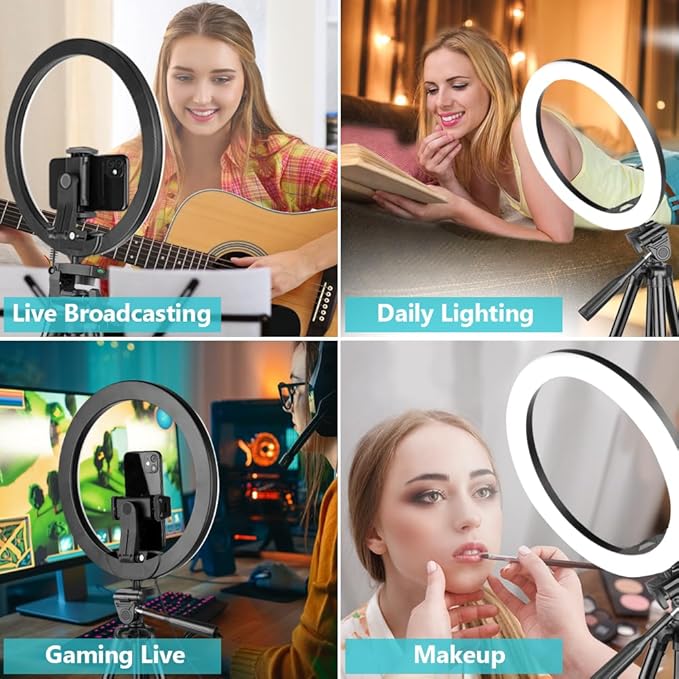 Sensyne 12'' Ring Light with 50'' Extendable Tripod Stand, LE...