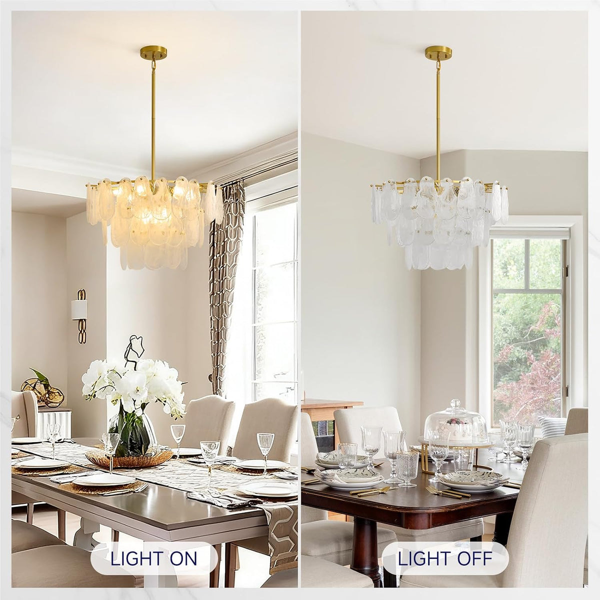 Brushed Gold Cloud Glass Chandelier, 23.6" Modern Dining Room Light Fixture