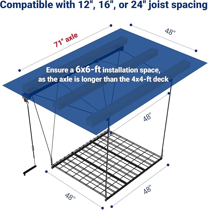 FLEXIMOUNTS GL1 Overhead Garage Lifting Storage Rack, 4x4 Ft Heavy-Duty Metal