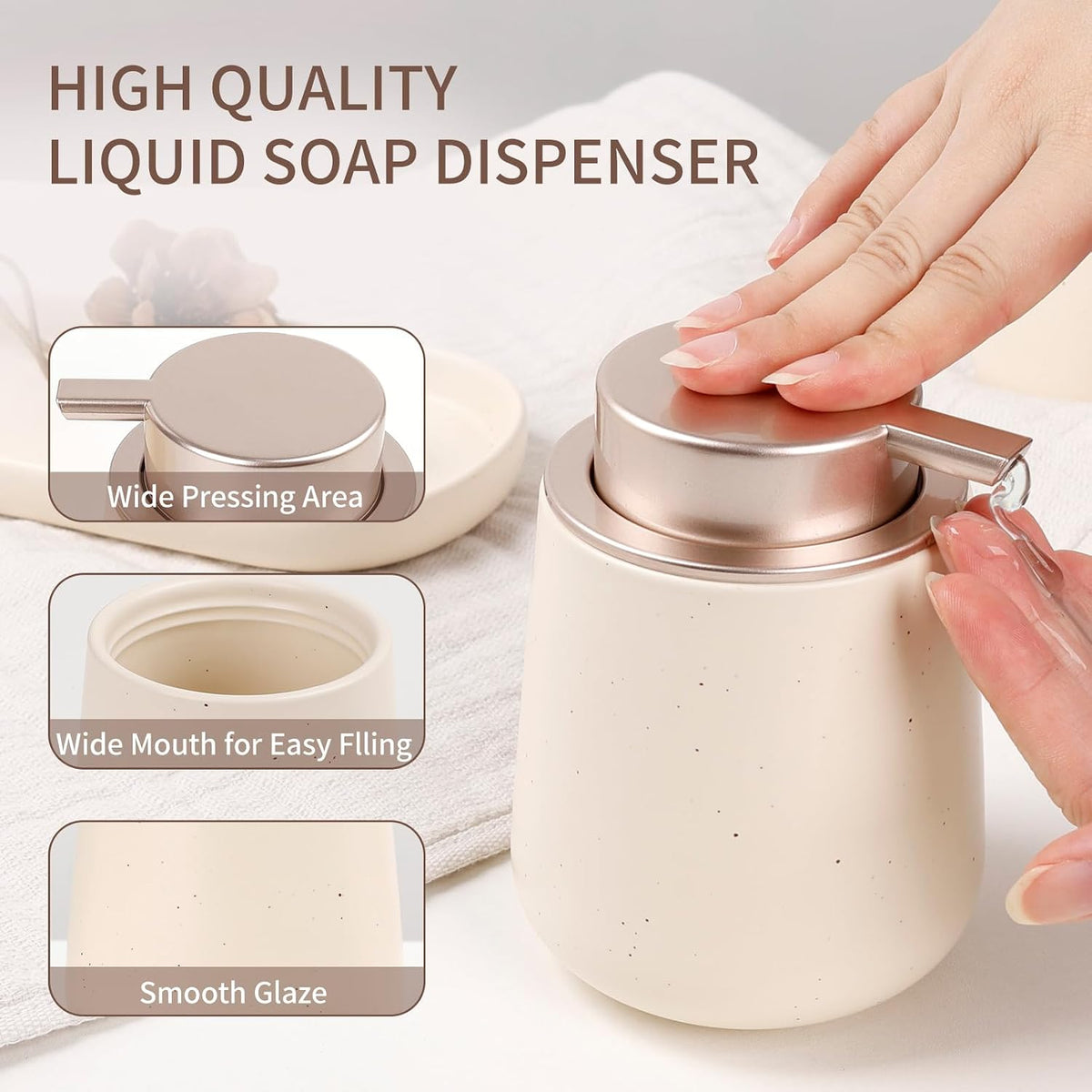 BosilunLife Ceramic Bathroom Accessories Set 3 Pcs