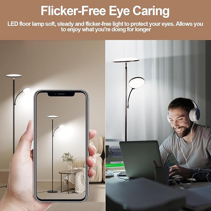 marctronic Floor Lamps for Living Room, 44W/4500LM Super Bright 2 in 1 LED