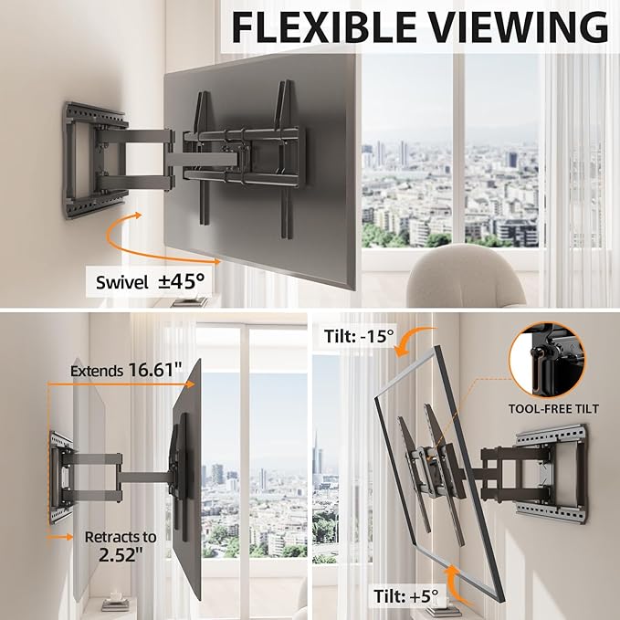 IWORKBOARD Full Motion 75 85 86 90 97'' TV Wall Mount Bracket, Loads ...