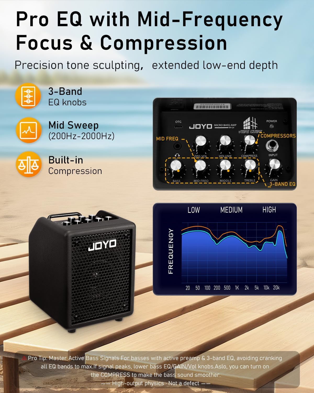 JOYO 30W Bass Amp Portable Combo Amplifier 4" Speaker with Bluetooth 5.1...