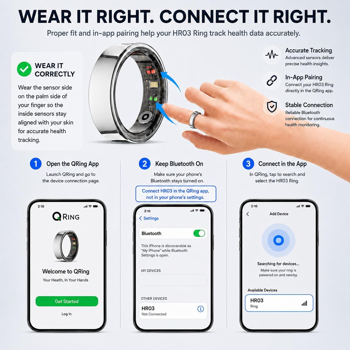 Smart Ring 3 for Women & Men, Sleep & Fitness Tracker (Silver, 9)