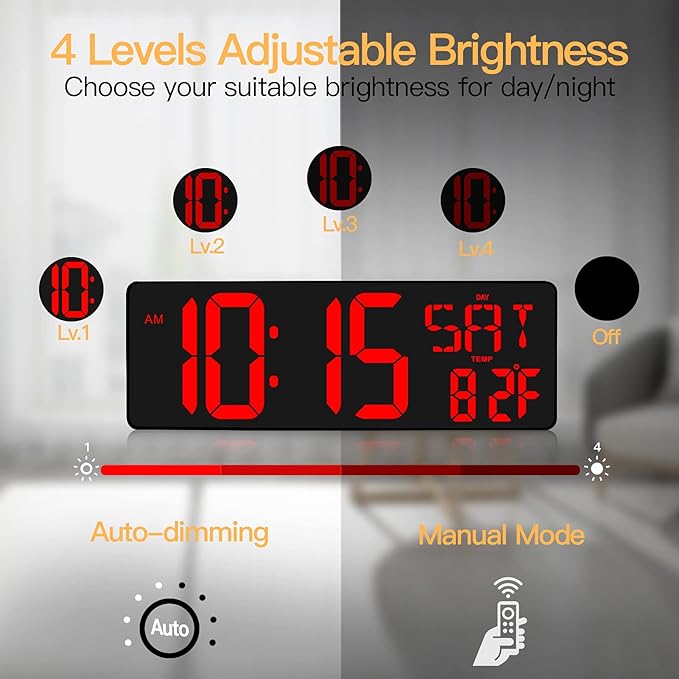XREXS Large Digital Wall Clock
