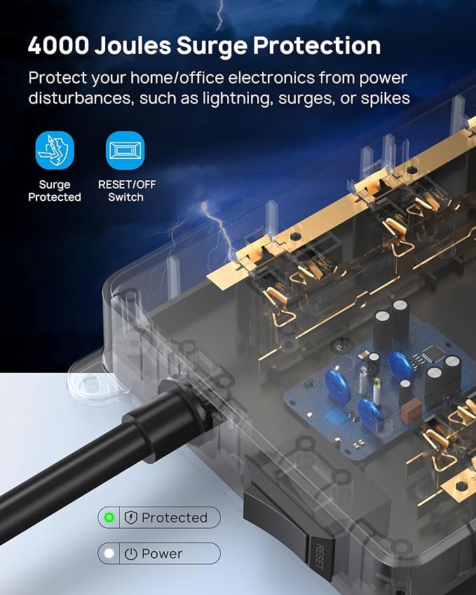 TROND Surge Protector Power Strip, 5ft Heavy Duty Extension Cord