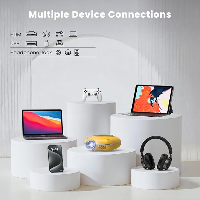 HOMPOW Mini Projector with Two -Way Bluetooth, Portable Projector