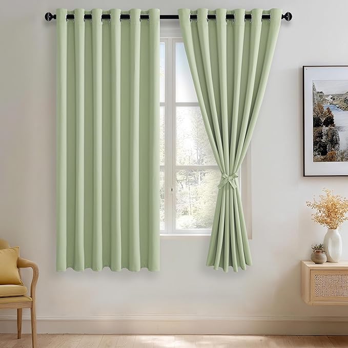 JIUZHEN Light Green Blackout Curtains