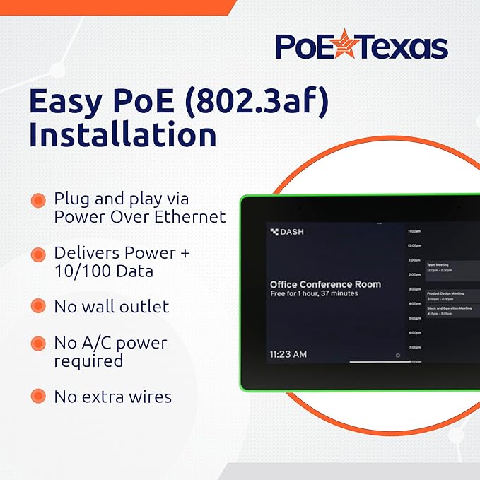 PoE Texas 8" Conference Room Scheduler